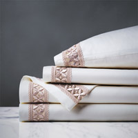 Juliet Lace Sheet Set in White/Fawn